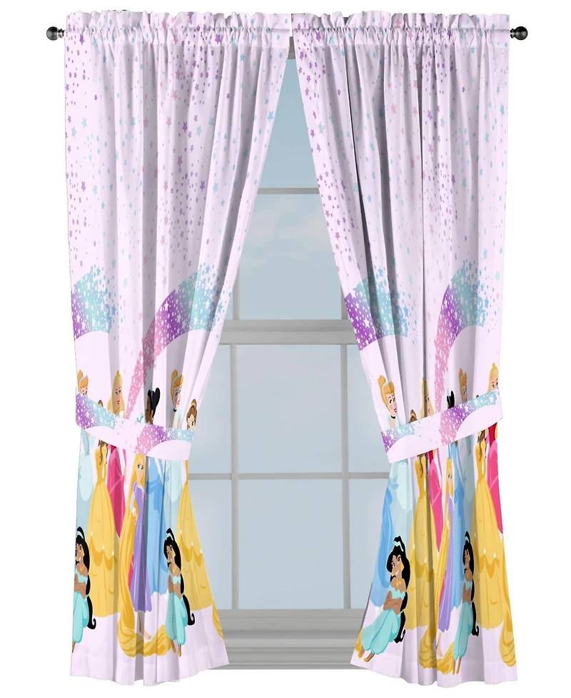 Sunny Side Up Disney Princess Curtains for Kids Bedroom 4-Piece Drape Set Pack of 2