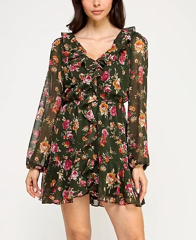 Trixxi Women's Floral Long Sleeve Dress