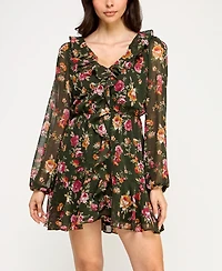 Trixxi Women's Floral Long Sleeve Dress