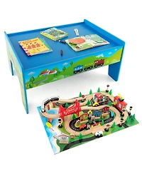80-Piece Wooden Train Set and Table