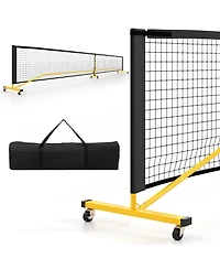 22 Ft Portable Pickleball Net with 6 Lockable Wheels and Carry Bag