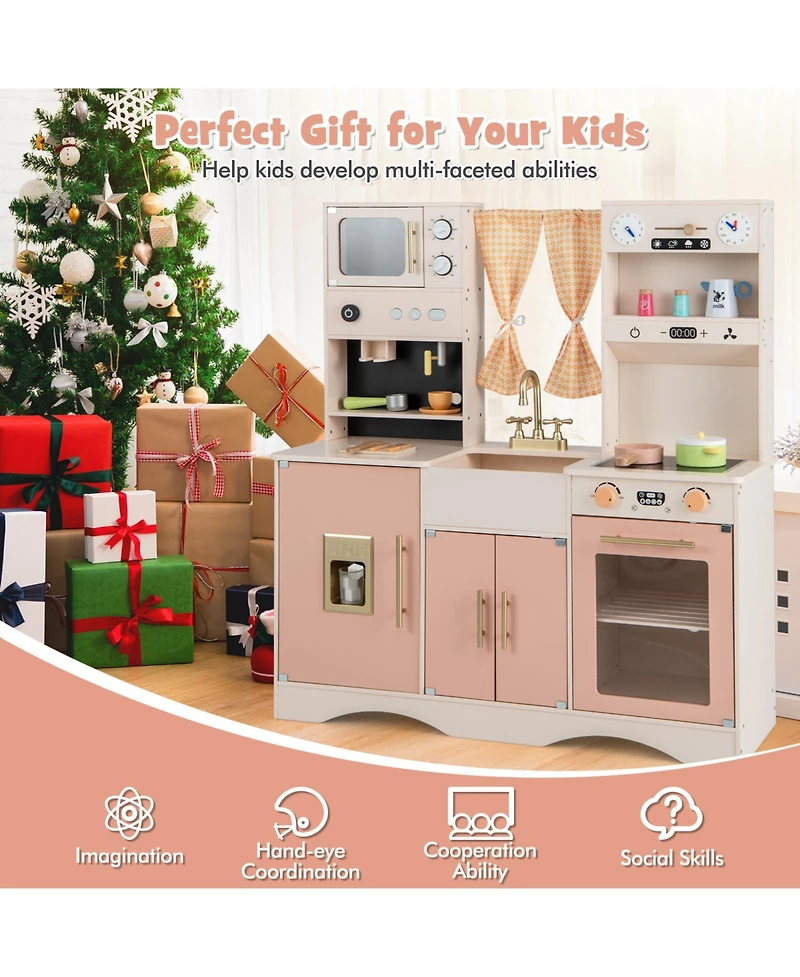 Kids Kitchen Playset with Microwave and Coffee Maker for Ages 3+