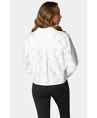 Bebe Rhinestone Long Sleeve Blouse