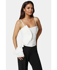 Bebe Poplin Asymmetric Ruffle Top