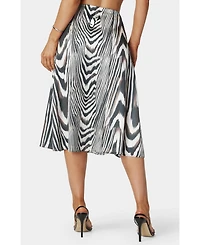 Bebe Asymmetrical Lace Insert Satin Skirt