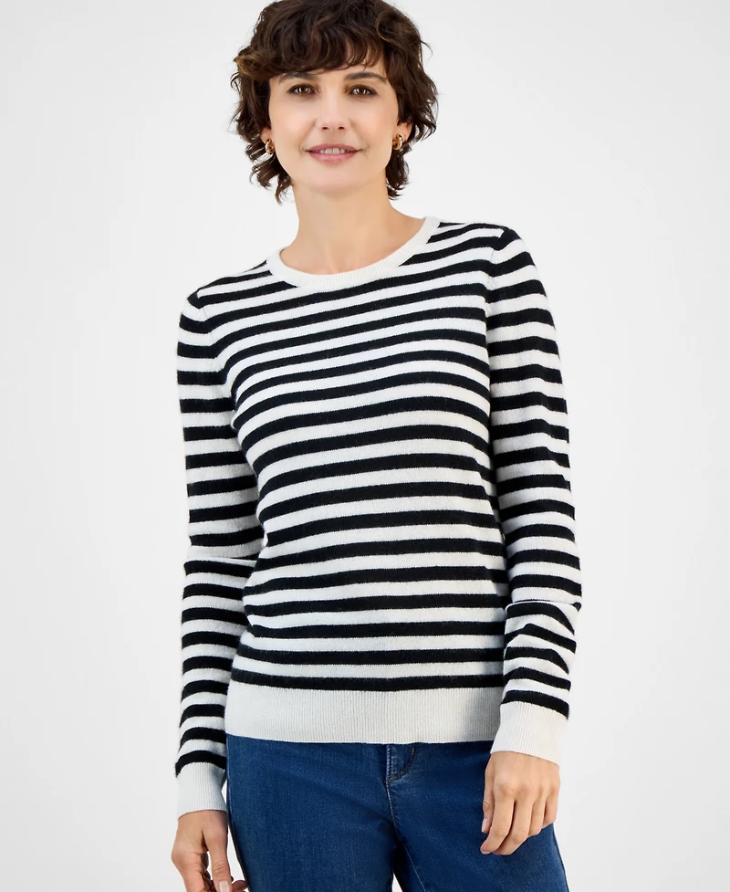 Charter Club Women's Even Stripe 100% Cashmere Sweater, Macy's Exclusive