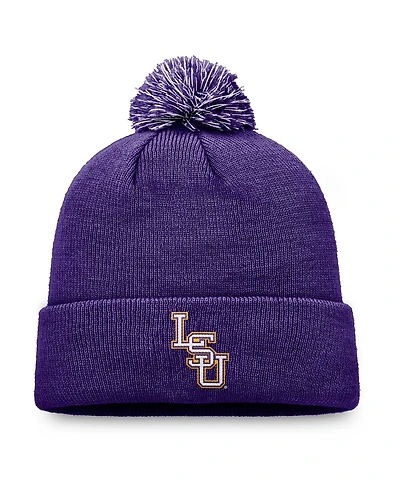 Top of the World Men's Purple Lsu Tigers Team Logo Cuffed Knit Pom with Hat