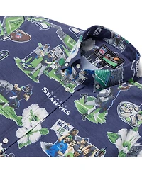 Reyn Spooner Men's College Navy Seattle Seahawks Scenic Button-Down Shirt