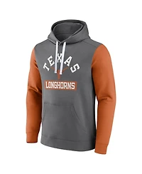 Fanatics Men's Gray Texas Longhorns Extra Point Color-Block Pullover Hoodie