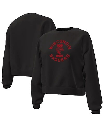 Under Armour Women's Black Wisconsin Badgers Essentials Icon Fleece Crewneck Sweatshirt