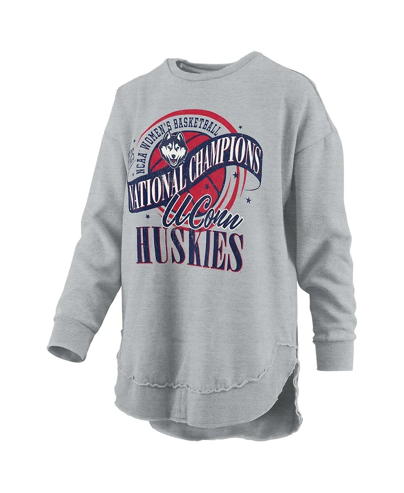 Pressbox Women's Gray UConn Huskies 2025 Wbb National Champions Melange Poncho Pullover Sweatshirt