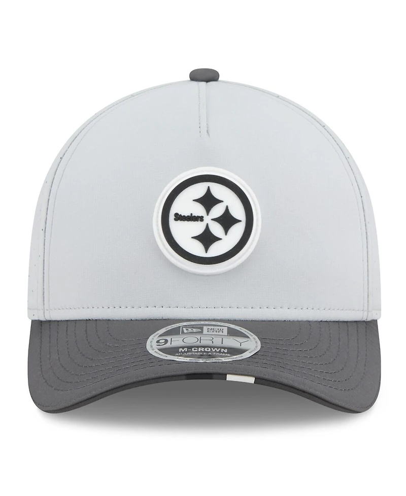 New Era Men's Gray/Graphite Pittsburgh Steelers 2025 Nfl Training Camp A-Frame 9FORTY Adjustable Hat