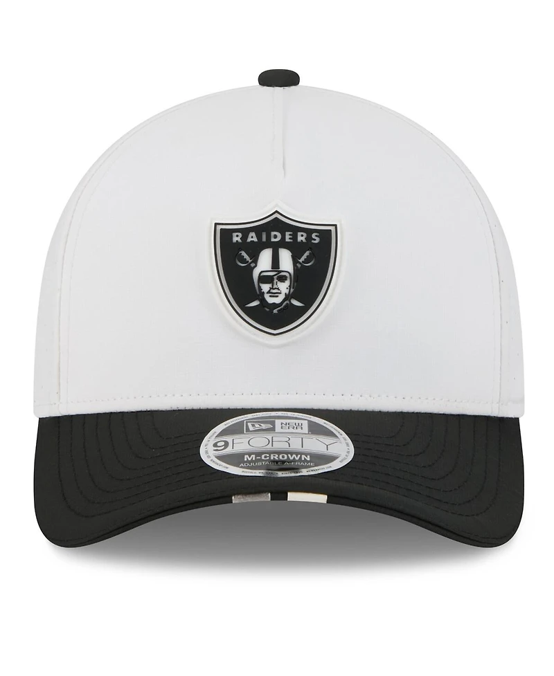 New Era Men's White/Black Las Vegas Raiders 2025 Nfl Training Camp A-Frame 9FORTY Adjustable Hat