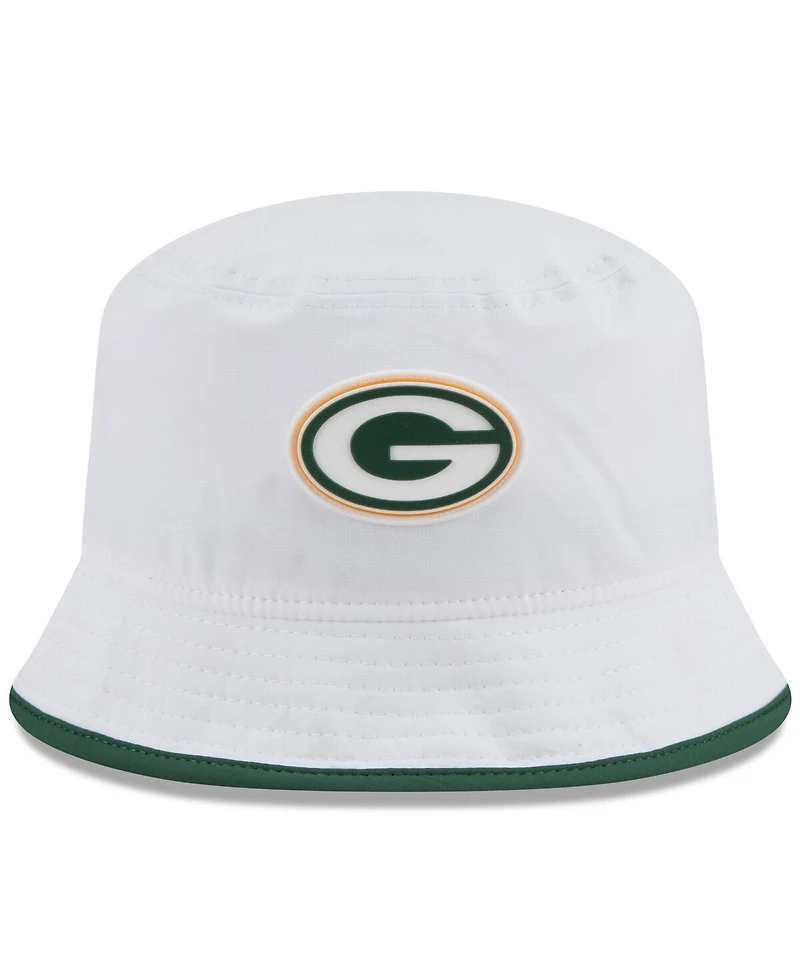 New Era Men's White Green Bay Packers 2025 Nfl Training Camp Stretch Bucket Hat