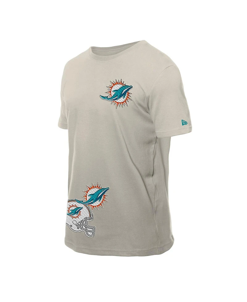 New Era Men's Light Beige Miami Dolphins Multi Patch T-Shirt
