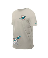 New Era Men's Light Beige Miami Dolphins Multi Patch T-Shirt