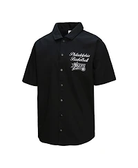 Mitchell & Ness Men's Black Philadelphia 76ers Hardwood Classics Camp Shirt