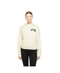 New Era Women's Cream Carolina Hurricanes Glam Game Quarter-Zip Cropped Floral Hoodie Pullover Sweatshirt