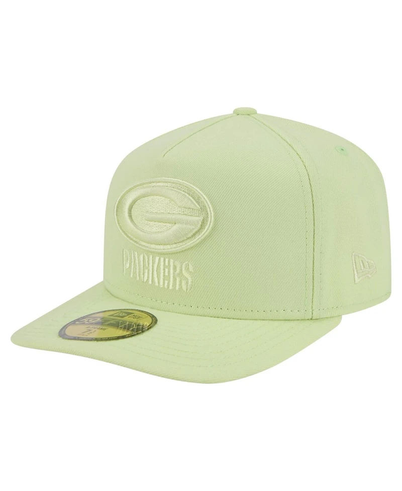New Era Men's Light Green Bay Packers Color Pack A-Frame 59FIFTY Fitted Hat