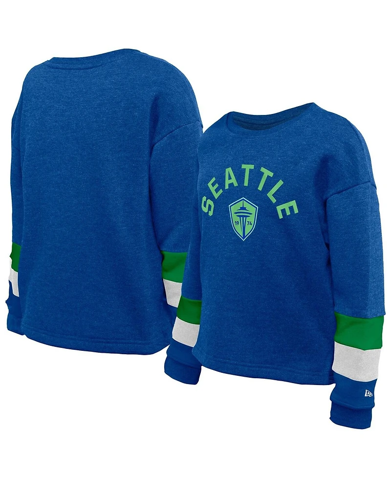 5th & Ocean By New Era Big Boys and Girls   Blue Seattle Sounders Fc High-Low Crewneck Sweatshirt