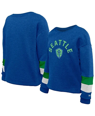 5th & Ocean By New Era Big Boys and Girls   Blue Seattle Sounders Fc High-Low Crewneck Sweatshirt