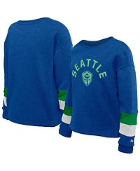 5th & Ocean By New Era Big Boys and Girls   Blue Seattle Sounders Fc High-Low Crewneck Sweatshirt