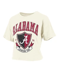 Pressbox Women's Cream Alabama Crimson Tide Buckler Vintage Cropped T-Shirt