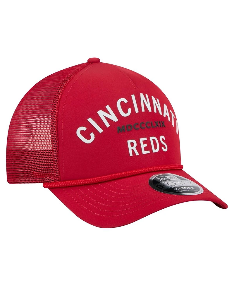 New Era Men's Red Cincinnati Reds Minimalist 9FORTY A-Frame Adjustable Hat