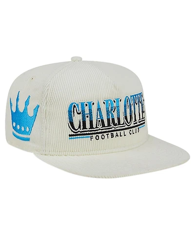 New Era Men's White Charlotte Fc Throwback Corduroy Golfer Adjustable Hat
