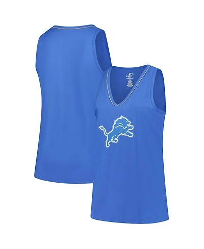 Logo Athletic Women's Blue Detroit Lions Plus Stellar Win V-Neck Tank Top