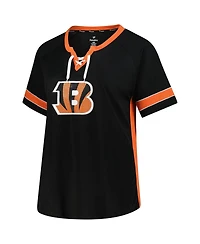 Fanatics Women's Joe Burrow Black Cincinnati Bengals Plus Name Number Lace-Up T-Shirt