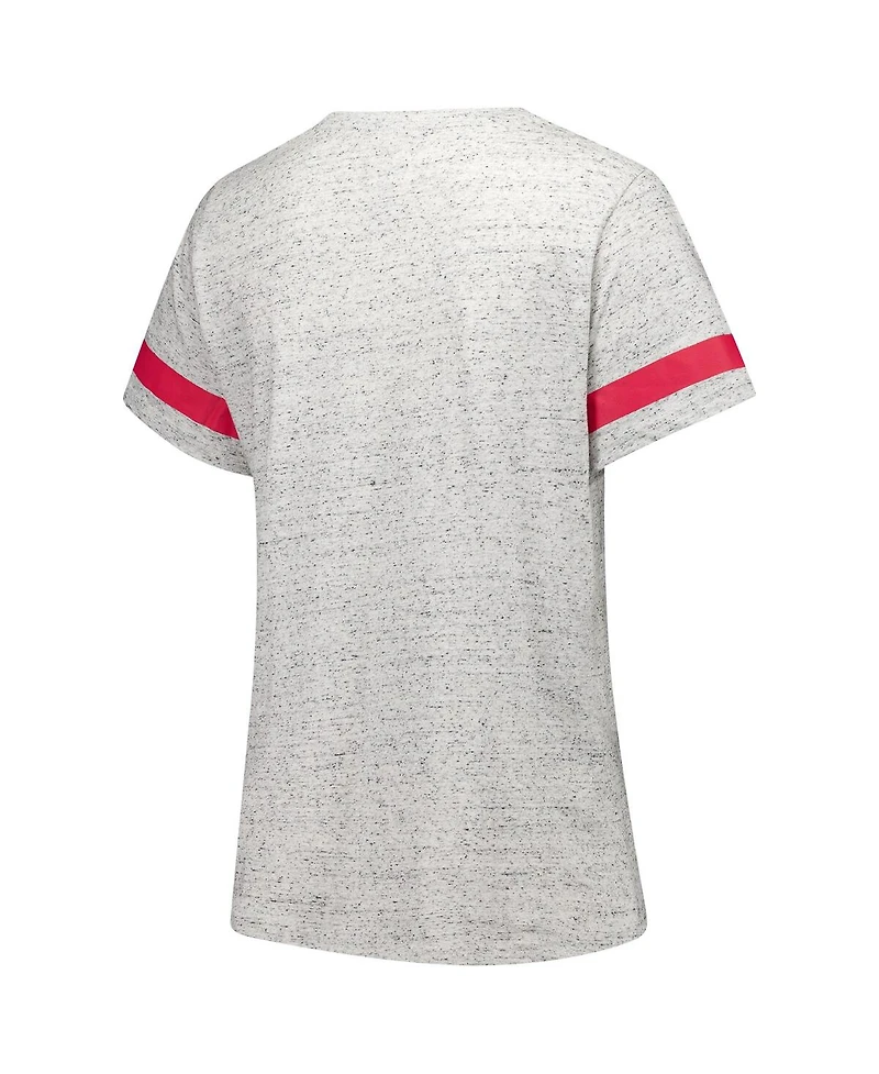Fanatics Women's Heather Gray Nebraska Huskers Plus Lace-Up V-Neck T-Shirt