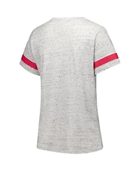 Fanatics Women's Heather Gray Nebraska Huskers Plus Lace-Up V-Neck T-Shirt