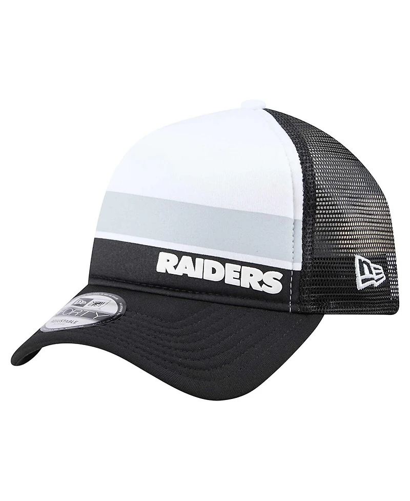 New Era Big Boys and Girls Black Las Vegas Raiders Sport Night Color Block 9FORTY A-Frame Trucker Adjustable Hat
