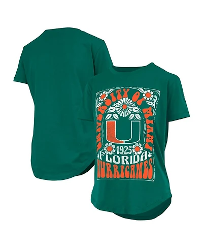 Pressbox Women's Green Miami Hurricanes Irvine Floral Team Color T-Shirt