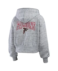 Wear by Erin Andrews Women's Heather Gray Atlanta Falcons Speckled Fleece Cropped Full-Zip Hoodie
