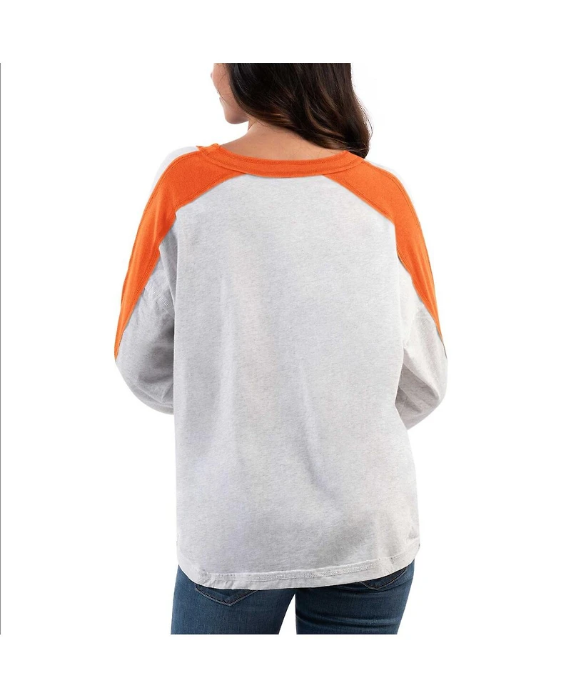 G-iii 4Her by Carl Banks Women's Ash/Orange Clemson Tigers Smash Oversized Long Sleeve T-Shirt
