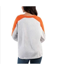 G-iii 4Her by Carl Banks Women's Ash/Orange Clemson Tigers Smash Oversized Long Sleeve T-Shirt