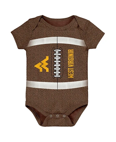 Outerstuff Baby Boys and Girls Brown West Virginia Mountaineers Catch Me Football Bodysuit