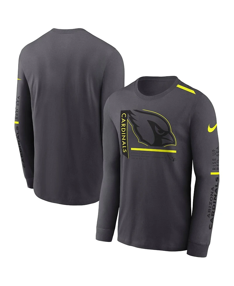 Nike Men's Anthracite Arizona Cardinals Volt Performance Long Sleeve T-Shirt