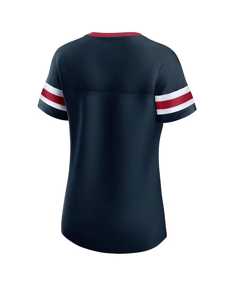 Fanatics Women's True Navy Houston Texans Lace-Up Bling T-Shirt