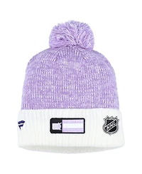 Fanatics Men's Lavender/White Philadelphia Flyers Hockey Fights Cancer Cuffed Knit Pom with Hat