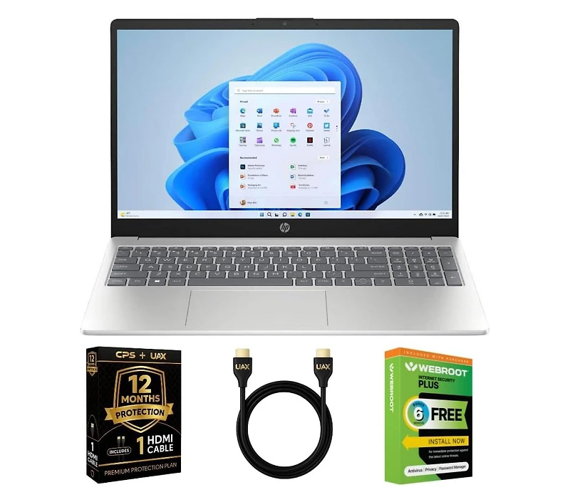Hp 15.6 Hd Touchscreen Laptop Bundle, Amd Ryzen 5 7520U, 8GB Ram, 512GB Ssd, for Student and Home Use w/Aux Hdmi Cable, Webroot Antivirus, 2-Year Warr