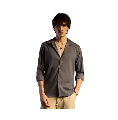 Campus Sutra Solid Seersucker Shirt