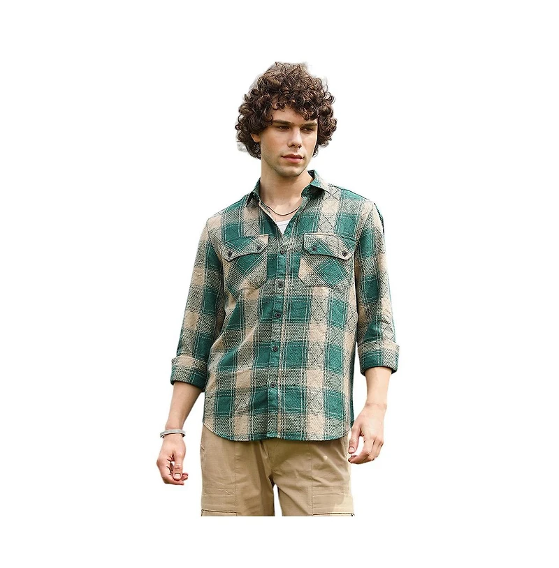 Campus Sutra Men's Buffalo Check Utility Shirt