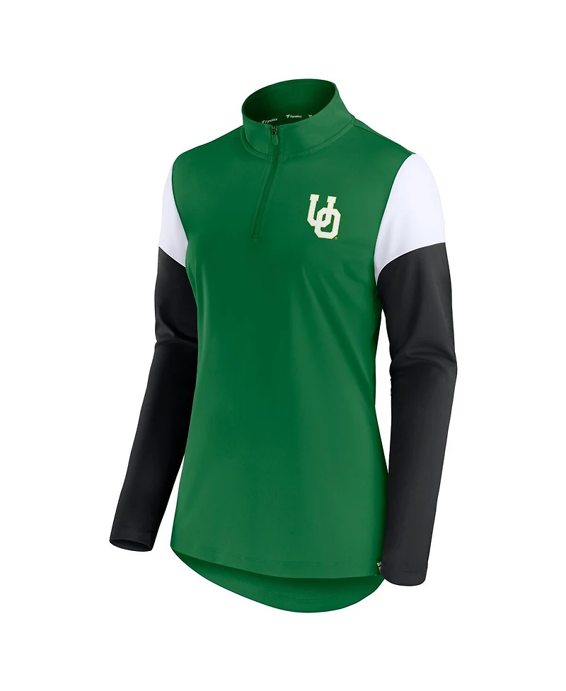 Fanatics Women's Green Oregon Ducks Block Party Quarter-Zip Top