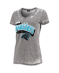 New Era Women's 5th Ocean Gray Carolina Panthers Burnout T-Shirt