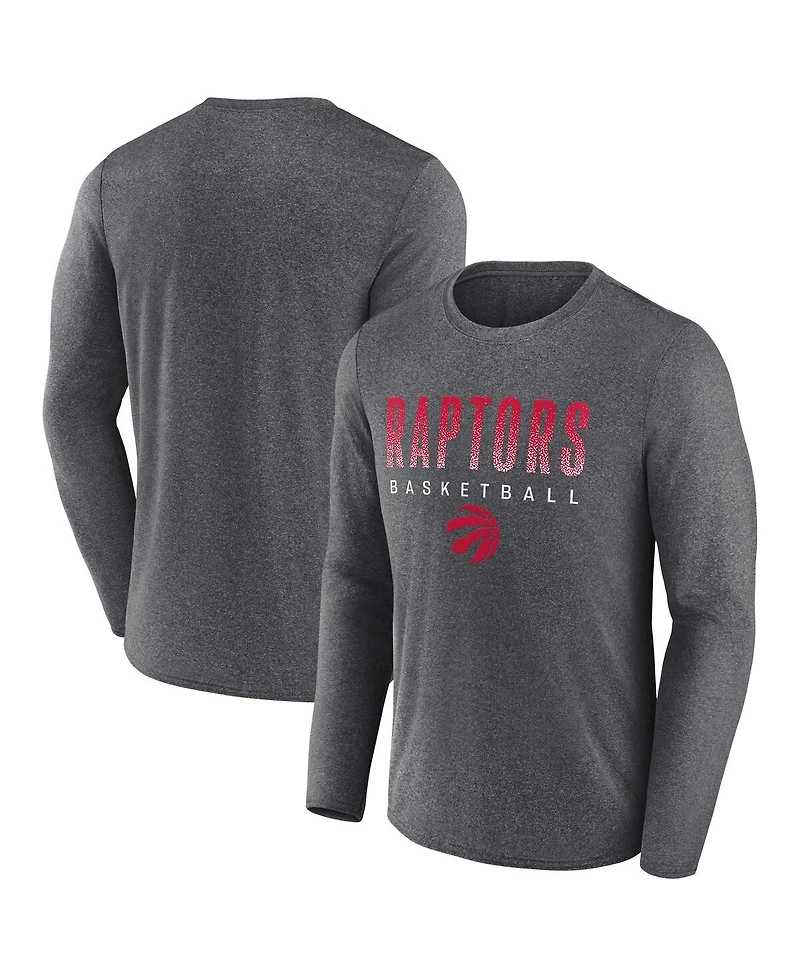 Fanatics Men's Heathered Charcoal Toronto Raptors Where Legends Play Iconic Practice Long Sleeve T-Shirt