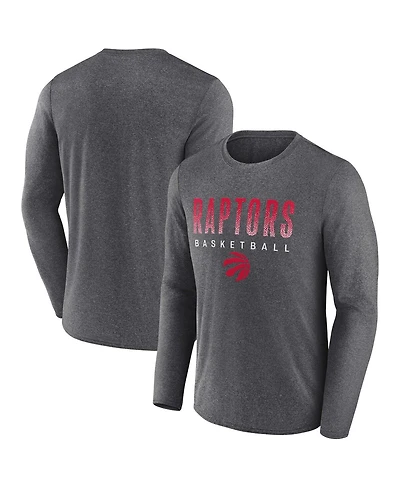Fanatics Men's Heathered Charcoal Toronto Raptors Where Legends Play Iconic Practice Long Sleeve T-Shirt