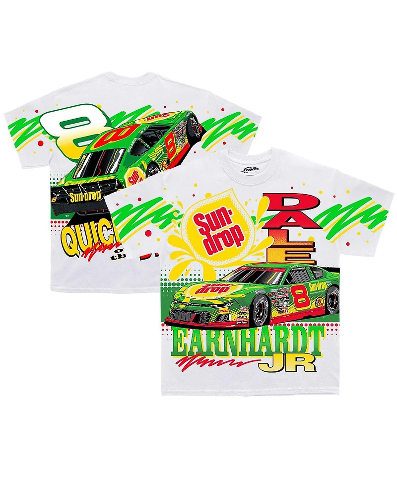 Jr Motorsports Official Team Apparel Men's White Dale Earnhardt Jr. Sun Drop Total Print T-Shirt